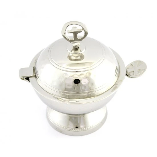 Navetta Per Incenso Sfera In Metallo Martellato 11.5 Cm 2 Navetta Per Incenso Sfera In Metallo Martellato 11.5 Cm - immagine 2