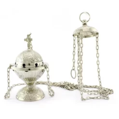 Turibolo Sfera Metallo Argentato 17 Cm Diametro 10 Cm