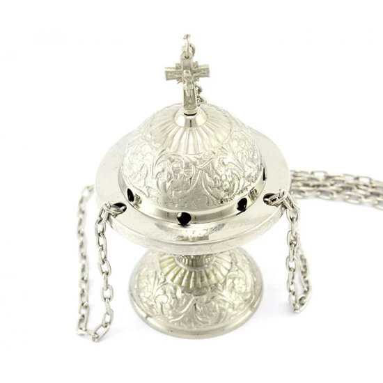 Turibolo Sfera Metallo Argentato 17 Cm Diametro 10 Cm 3 Turibolo Sfera Metallo Argentato 17 Cm Diametro 10 Cm - immagine 3