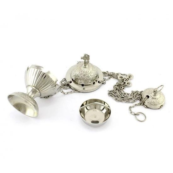 Turibolo Sfera Metallo Argentato 17 Cm Diametro 10 Cm 4 Turibolo Sfera Metallo Argentato 17 Cm Diametro 10 Cm - immagine 4