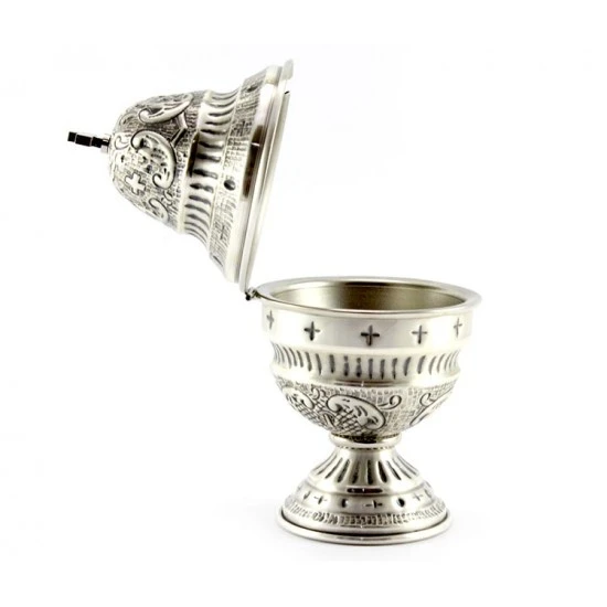 Turibolo Con Navetta Crocette Ottone Cesellato 24 Cm 10 Turibolo Con Navetta Crocette Ottone Cesellato 24 Cm - immagine 10