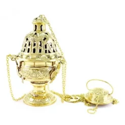 Turibolo Traforato Metallo Dorato 25 Cm