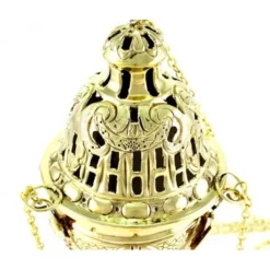 Turibolo Traforato Metallo Dorato 25 Cm -Vendite Consumabili 200049 turibolo traforato metallo dorato 25 cm diametro 14 cmb 550x550w
