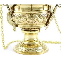 Turibolo Traforato Metallo Dorato 25 Cm -Vendite Consumabili 200049 turibolo traforato metallo dorato 25 cm diametro 14 cmc 550x550w