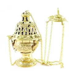 Turibolo Traforato Metallo Dorato 25 Cm -Vendite Consumabili 200049 turibolo traforato metallo dorato 25 cm diametro 14 cmd 550x550w