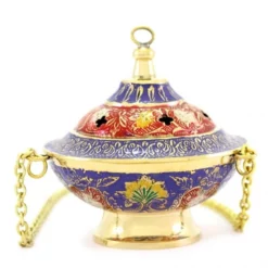 Turibolo Smaltato Metallo Dorato 11 Cm