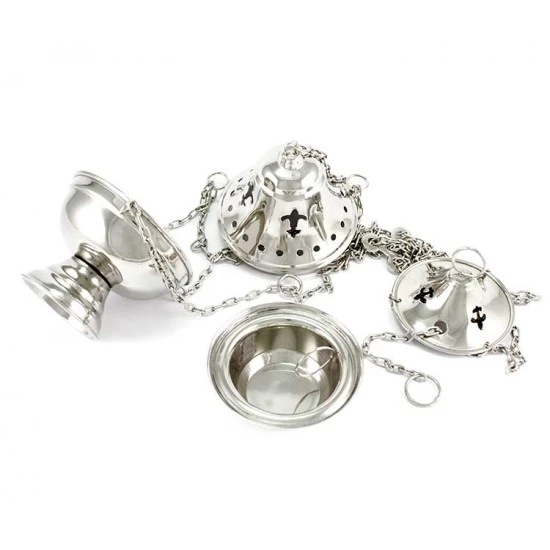 Turibolo Liscio Metallo Argentato 17 Cm 2 Turibolo Liscio Metallo Argentato 17 Cm - immagine 2