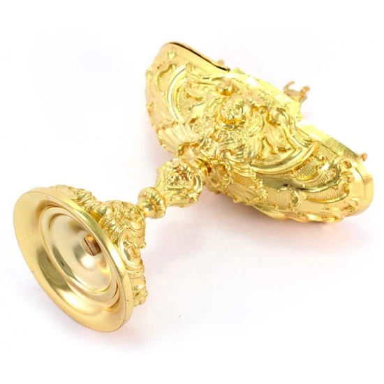 Turibolo Con Navetta In Fusione Dorata Stile Barocco 30 Cm 10 Turibolo Con Navetta In Fusione Dorata Stile Barocco 30 Cm - immagine 10