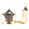 Turibolo E Navetta Metallo Bronzato Martellato 17 Cm