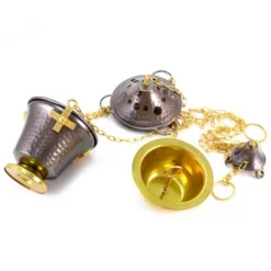 Turibolo E Navetta Metallo Bronzato Martellato 17 Cm -Vendite Consumabili 200054 turibolo con navetta metallo bronzato martellato 17 cmb 550x550w