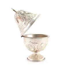 Turibolo E Navetta Cesellato Argentato Anticato 25 Cm -Vendite Consumabili 200056 turibolo e navetta metallo argentato anticato 25 cme 550x550w