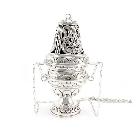 Turibolo E Navetta Cesellato Con Decoro Cerchi 28 Cm 6 Turibolo E Navetta Cesellato Con Decoro Cerchi 28 Cm - immagine 6