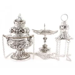 Turibolo E Navetta In Fusione Stile Barocco 26 Cm