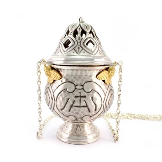 Turibolo E Navetta Cesellato Con Simboli Liturgici 24 Cm 6 Turibolo E Navetta Cesellato Con Simboli Liturgici 24 Cm - immagine 6