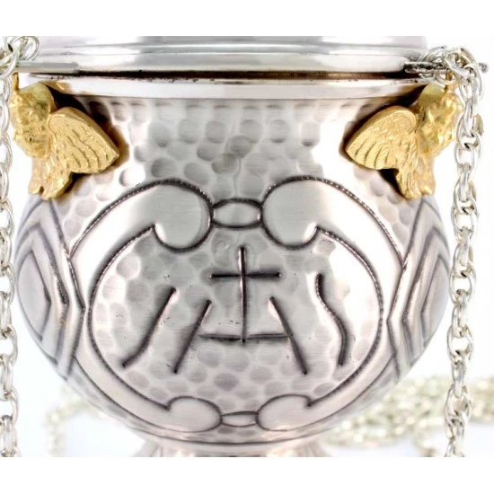 Turibolo E Navetta Cesellato Con Simboli Liturgici 24 Cm 7 Turibolo E Navetta Cesellato Con Simboli Liturgici 24 Cm - immagine 7