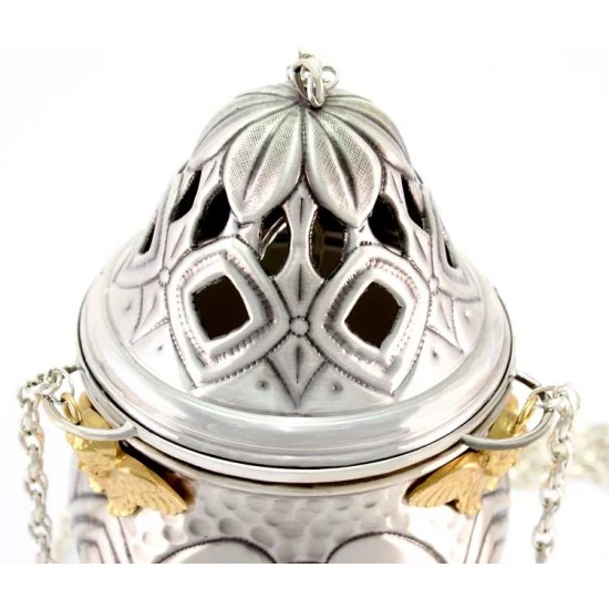 Turibolo E Navetta Cesellato Con Simboli Liturgici 24 Cm 8 Turibolo E Navetta Cesellato Con Simboli Liturgici 24 Cm - immagine 8