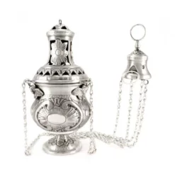 Turibolo E Navetta Cesellato Stile Barocco 30 Cm