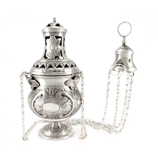 Turibolo E Navetta Cesellato Stile Barocco 30 Cm 1 Turibolo E Navetta Cesellato Stile Barocco 30 Cm