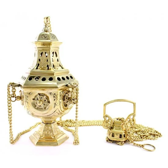 Turibolo Forma Esagonale In Fusione Metallo 27 Cm 1 Turibolo Forma Esagonale In Fusione Metallo 27 Cm