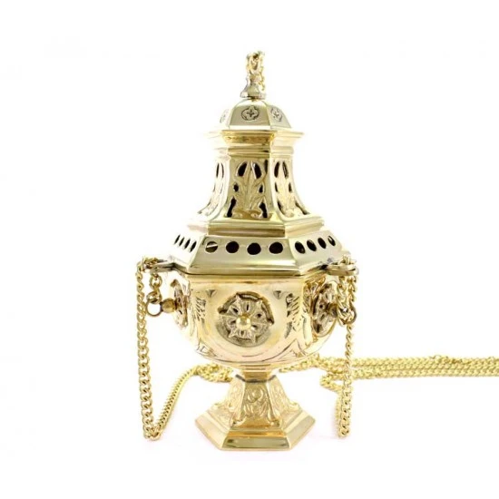 Turibolo Forma Esagonale In Fusione Metallo 27 Cm 6 Turibolo Forma Esagonale In Fusione Metallo 27 Cm - immagine 6