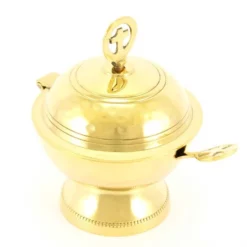 Navetta Tonda In Metallo Dorato Martellato 12 Cm -Vendite Consumabili 200065 navetta tonda in metallo dorato martellato 12 cmc 550x550 1