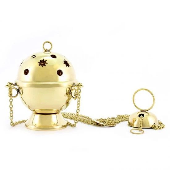 Turibolo Sfera Metallo Dorato 14 Cm Diametro 10 Cm 1 Turibolo Sfera Metallo Dorato 14 Cm Diametro 10 Cm