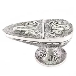 Navetta Cesellata Argentata Decoro Cerchi 8 Cm