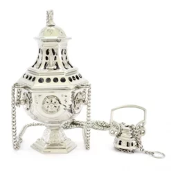 Turibolo Esagonale Metallo Nichelato 27 Cm