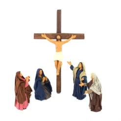 Scena Crocifissione Statue In Terracotta Vestita 13 Cm
