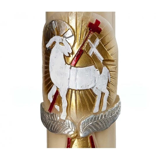 Cero Pasquale Cera D'api Agnello Rosso Argento Oro 8x120 Cm 4 Cero Pasquale Cera D'api Agnello Rosso Argento Oro 8x120 Cm - immagine 4