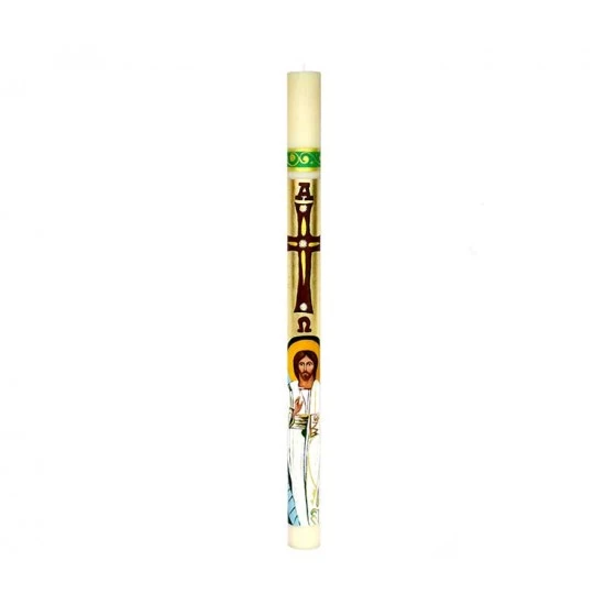 Cero Pasquale DIPINTO In Cera D'api Cristo Benedicente 8x120 Cm 2 Cero Pasquale DIPINTO In Cera D'api Cristo Benedicente 8x120 Cm - immagine 2