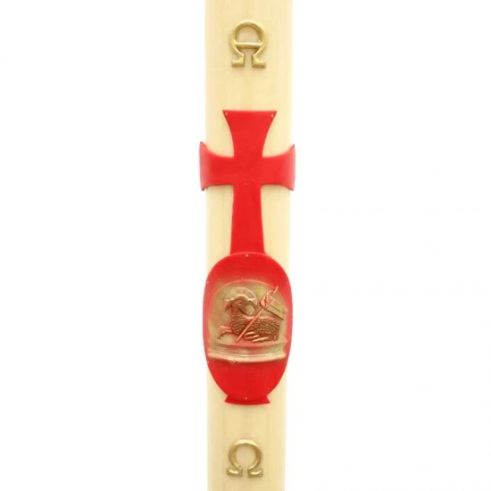 Cero Pasquale In Cera Agnello Rosso In Rilievo 8x120 Cm 1 Cero Pasquale In Cera Agnello Rosso In Rilievo 8x120 Cm