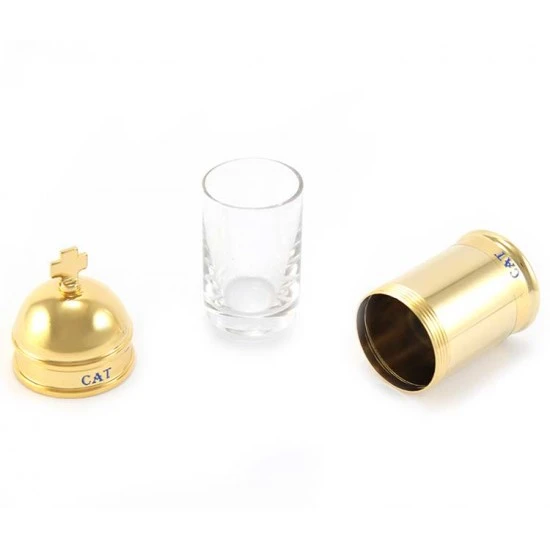 Vasetto Olio Catecumeni In Ottone 8x3,5 Cm 2 Vasetto Olio Catecumeni In Ottone 8x3,5 Cm - immagine 2