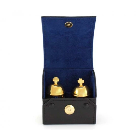 Astuccio Con 2 Vasetti Per Oli In Ottone Dorato 1 Astuccio Con 2 Vasetti Per Oli In Ottone Dorato