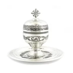 Vasetto Oli Santi Metallo Argentato Catecumeni 12x6,5 Cm