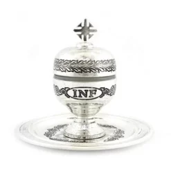 Vasetto Oli Santi Metallo Argentato Infermi 12x6,5 Cm