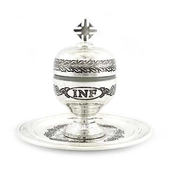 Vasetto Oli Santi Metallo Argentato Infermi 12x6,5 Cm 1 Vasetto Oli Santi Metallo Argentato Infermi 12x6,5 Cm