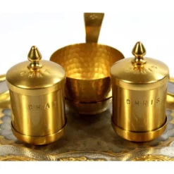 Servizio Da Battesimo In Ottone Bicolore Piatto 24x15,5 Cm -Vendite Consumabili 34006 2 servizio da battesimo in ottone bicolore misura piatto cm 24x15 5 550x550w