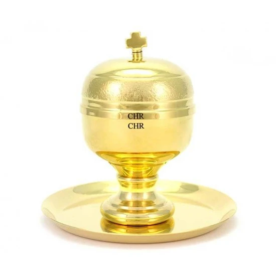 Vasetto Oli Santi Metallo Dorato Crisma 7x11 Cm 1 Vasetto Oli Santi Metallo Dorato Crisma 7x11 Cm