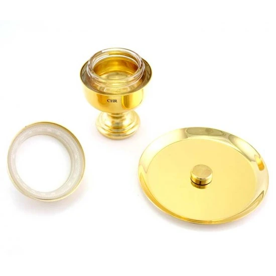 Vasetto Oli Santi Metallo Dorato Crisma 7x11 Cm 2 Vasetto Oli Santi Metallo Dorato Crisma 7x11 Cm - immagine 2