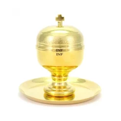 Vasetto Oli Santi Metallo Dorato Infermi 7x11 Cm