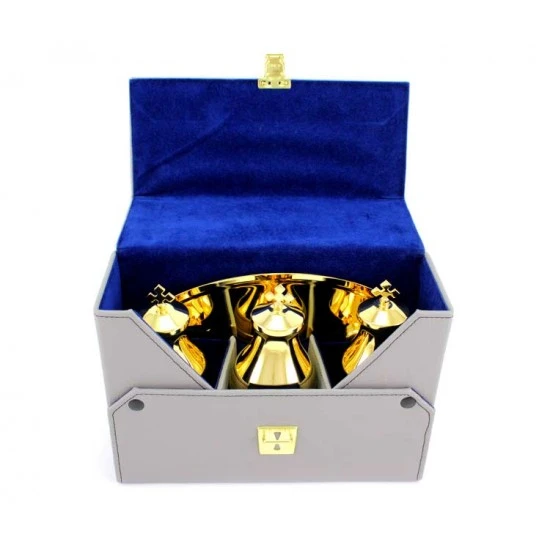 Servizio Oli Santi Ottone Dorato Con Astuccio 16 Cm 3 Servizio Oli Santi Ottone Dorato Con Astuccio 16 Cm - immagine 3