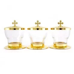 Servizio 3 Vasetti Per Oli Santi Con Astuccio 9 Cm