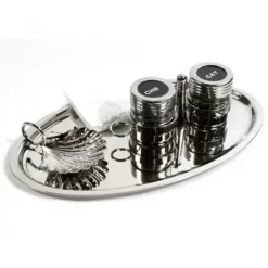 Servizio Da Battesimo Moderno Argentato Piatto 23x14 Cm