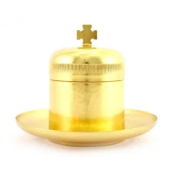 Vasetto Oli Santi Crisma Piattino Inglobato 8,5 Cm