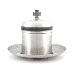 Vasetto Oli Santi Crisma Con Piattino Inglobato 8,5 Cm