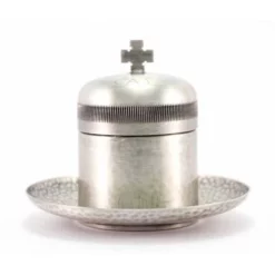 Vasetto Oli Santi Catecumeni Con Piattino Inglobato 8,5 Cm