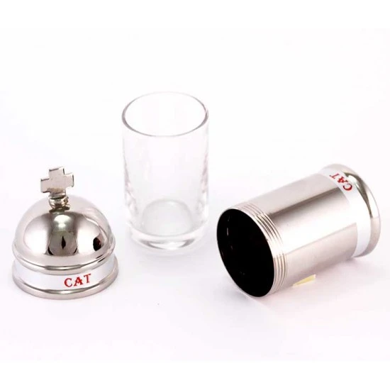 Vasetto Olio Catecumeni Ottone Argentato 8x3,5 Cm 2 Vasetto Olio Catecumeni Ottone Argentato 8x3,5 Cm - immagine 2