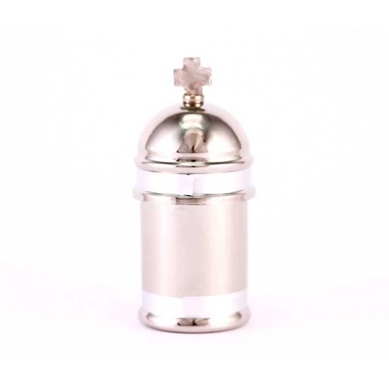 Vasetto Olio Catecumeni Ottone Argentato 8x3,5 Cm 3 Vasetto Olio Catecumeni Ottone Argentato 8x3,5 Cm - immagine 3