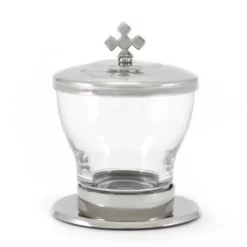 Vasetto In Vetro E Metallo Olio Infermi 9,5 Cm